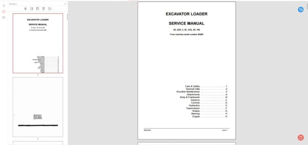 Service Manual EXCAVATOR LOADER JCB 2D, 2DS, 3, 3C, 3CS, 3D, 700