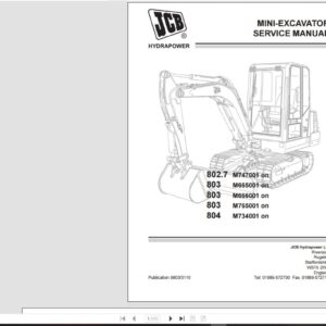Service Manual MINI-EXCAVATOR JCB 802-803-804