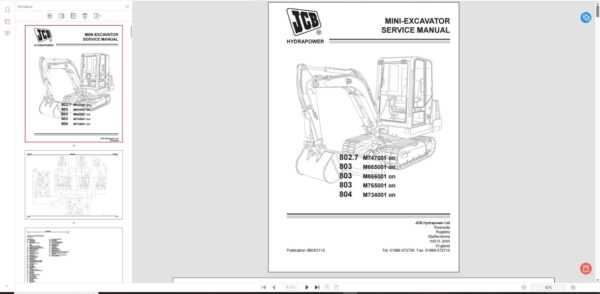 Service Manual MINI-EXCAVATOR JCB 802-803-804
