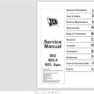 Service Manual MINI-EXCAVATOR JCB 802-802.4-802 SUPER