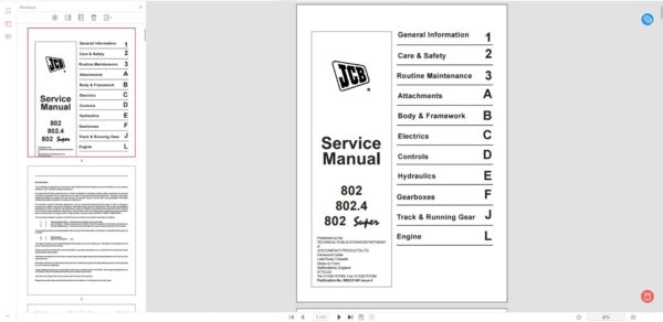 Service Manual MINI-EXCAVATOR JCB 802-802.4-802 SUPER