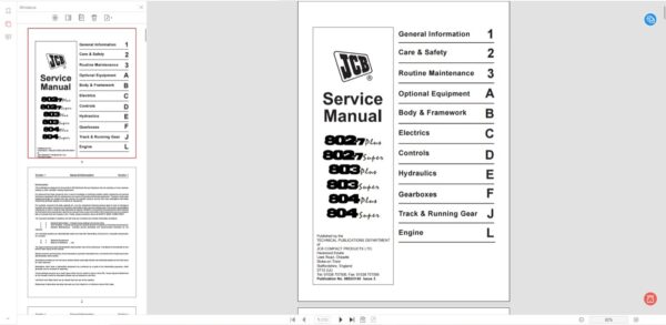 Service Manual MINI-EXCAVATOR JCB 802-803-804 SUPER