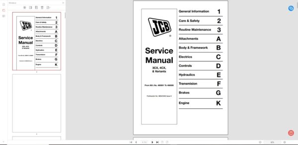 Service Manual JCB Serial 3CX, 4CX