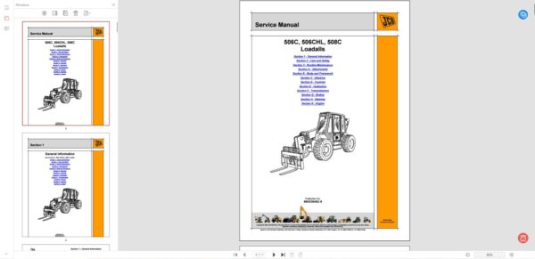 SERVICE MANUAL JCB 506C-506CHL-508C  Loadalls