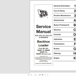 SERVICE MANUAL JCB Backhoe Loader 3CX-4CX-214-215-217
