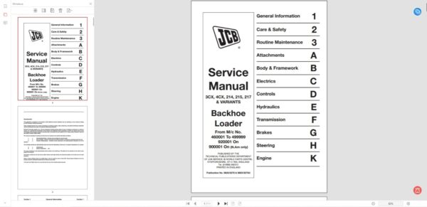 SERVICE MANUAL JCB Backhoe Loader 3CX-4CX-214-215-217