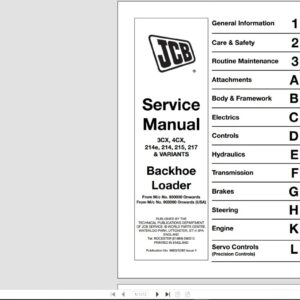 SERVICE MANUAL JCB Backhoe Loader 3CX-4CX-214e-214-215-217- VARIANTS