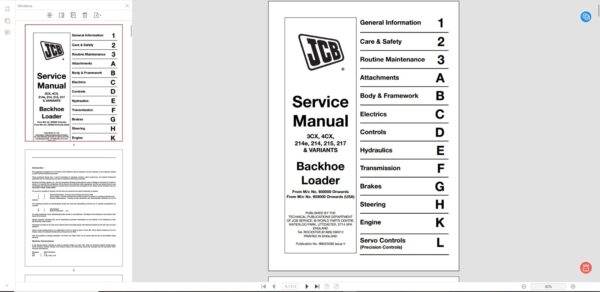 SERVICE MANUAL JCB Backhoe Loader 3CX-4CX-214e-214-215-217- VARIANTS