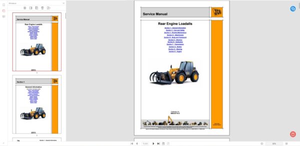 SERVICE MANUAL JCB Rear Engine Loadalls