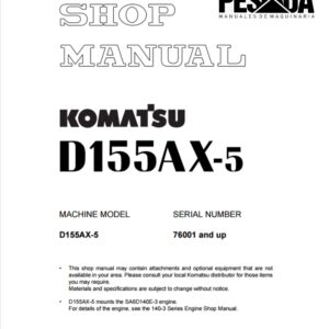 BULLDOZER KOMATSU D155AX-5 SERIAL NUMBERS - 76001 and up