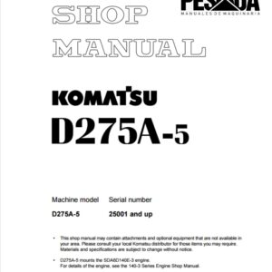 BULLDOZER KOMATSU D275A-5 SERIAL NUMBERS 25001 and up