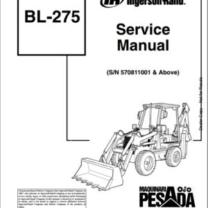 SERVICE MANUAL Backhoe Loader BL-275 SN 570811001 & Above