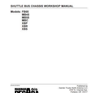 FREIGHTLINER SHUTTLE BUS CHASSIS WORKSHOP MANUAL Models FB65, MB45, MB55, MBC, XBP, XBR, XBS