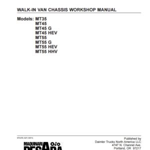 FREIGHTLINER WALK-IN VAN CHASSIS WORKSHOP MANUAL Models MT35, MT45, MT45 G, MT45 HEV, MT55, MT55 G, MT55 HEV, MT55 HHV
